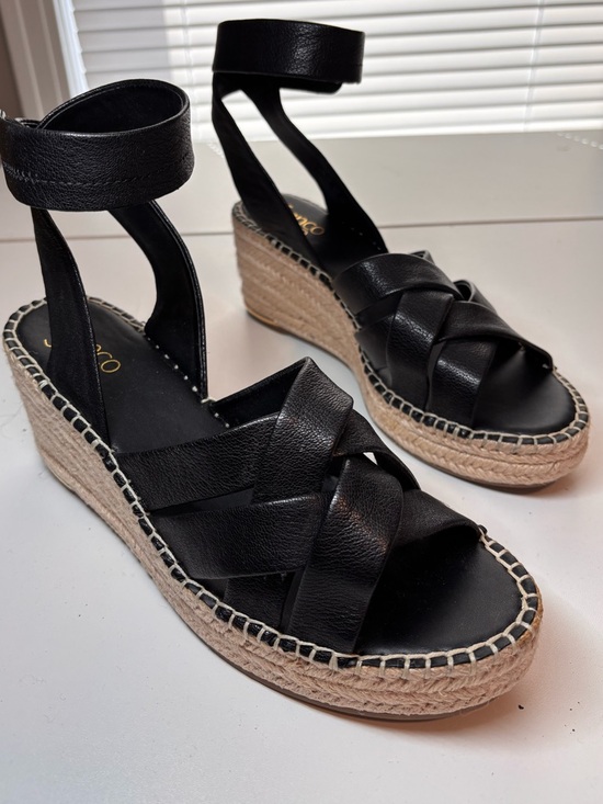 Franco Sarto Shoes - Franco Sarto black leather wedge sandals